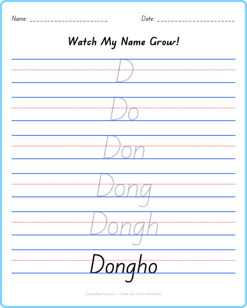 Free Dongho custom name tracing - pyramid free worksheet