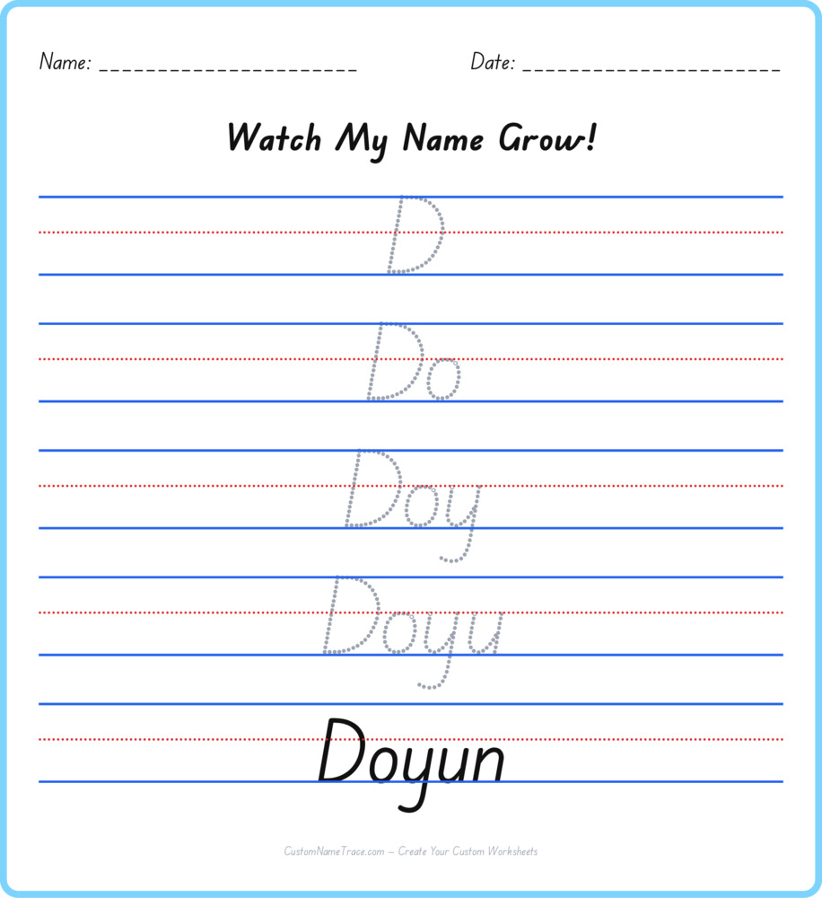 Free Doyun custom name tracing - pyramid free worksheet