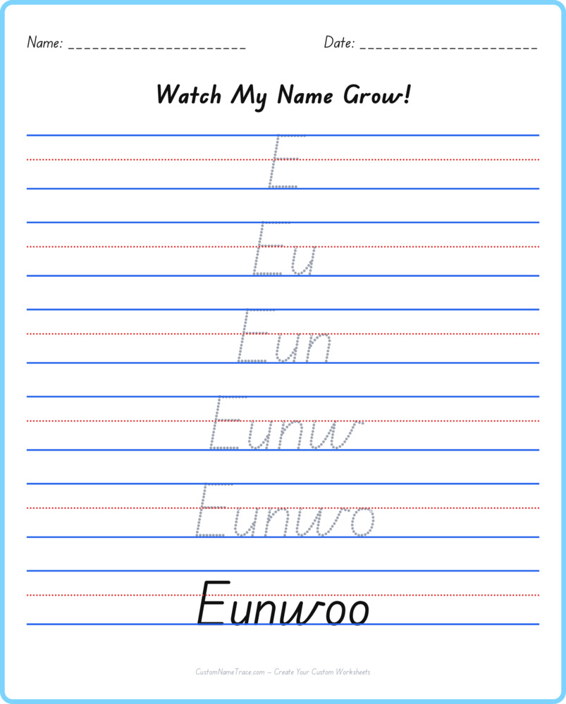 Free Eunwoo custom name tracing - pyramid free worksheet