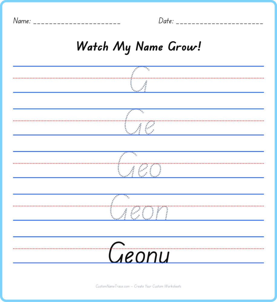 Free Geonu custom name tracing - pyramid free worksheet
