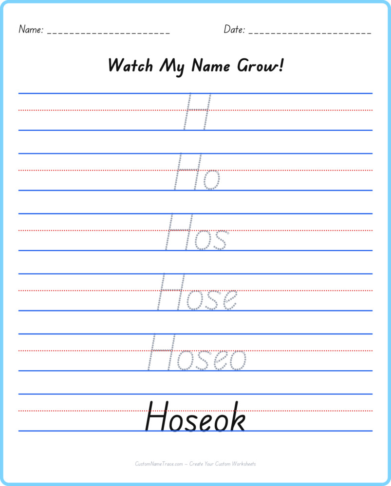Free Hoseok custom name tracing - pyramid free worksheet