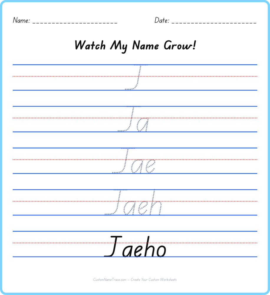Free Jaeho custom name tracing - pyramid free worksheet