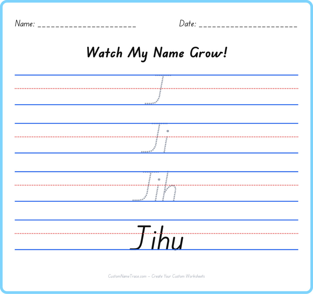 Free Jihu custom name tracing - pyramid free worksheet