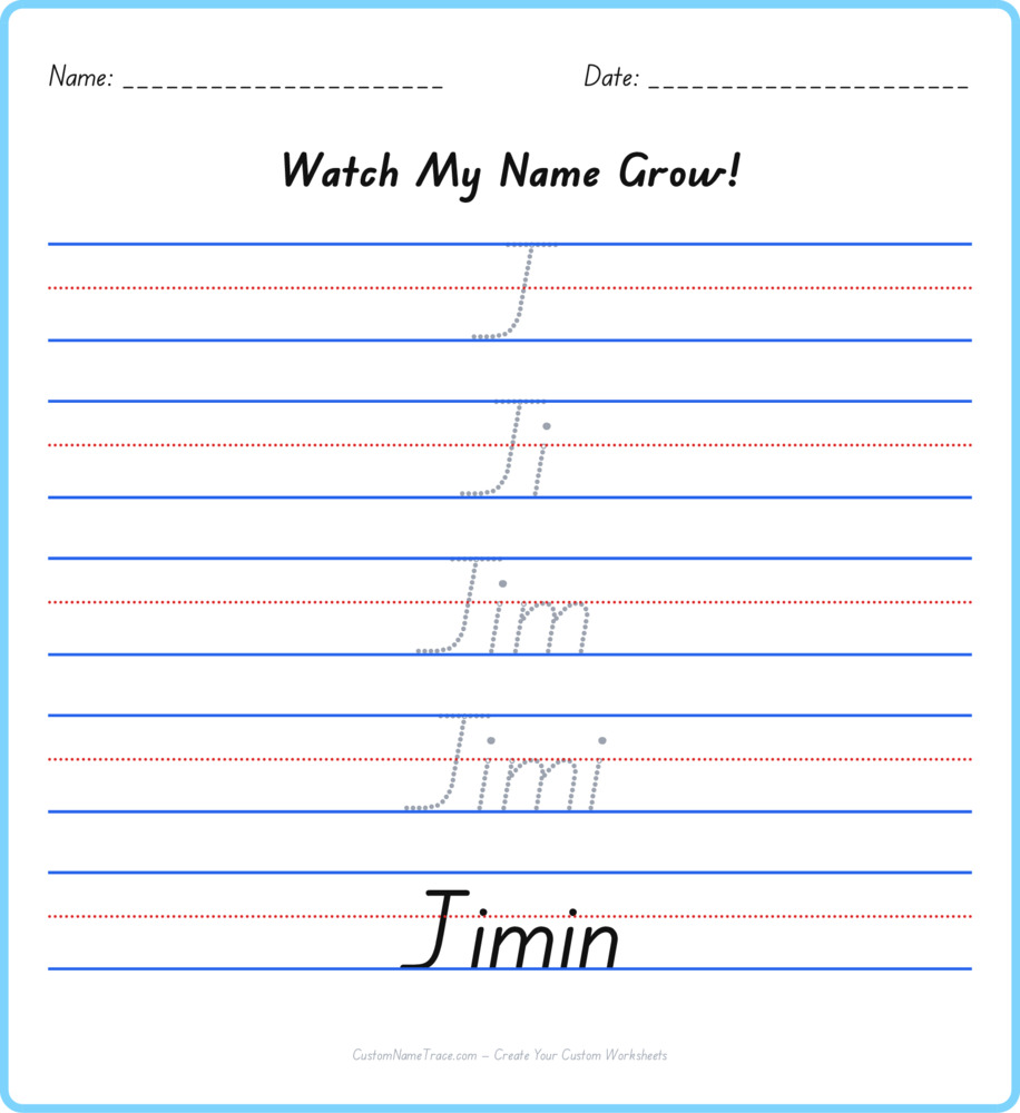 Free Jimin custom name tracing - pyramid free worksheet