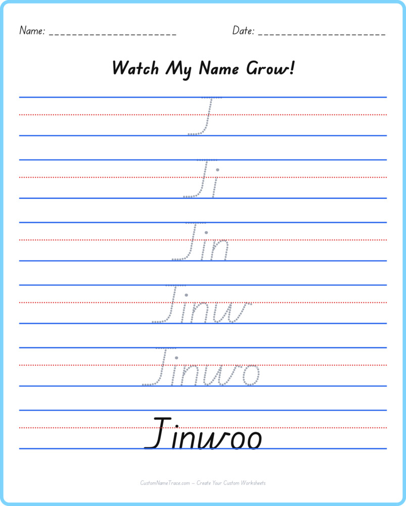 Free Jinwoo custom name tracing - pyramid free worksheet
