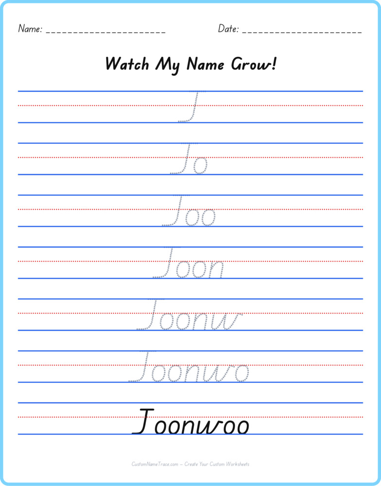 Free Joonwoo custom name tracing - pyramid free worksheet