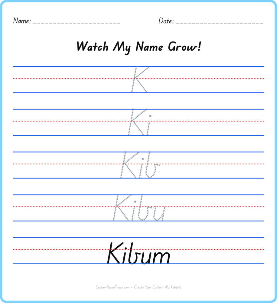 Free Kibum custom name tracing - pyramid free worksheet