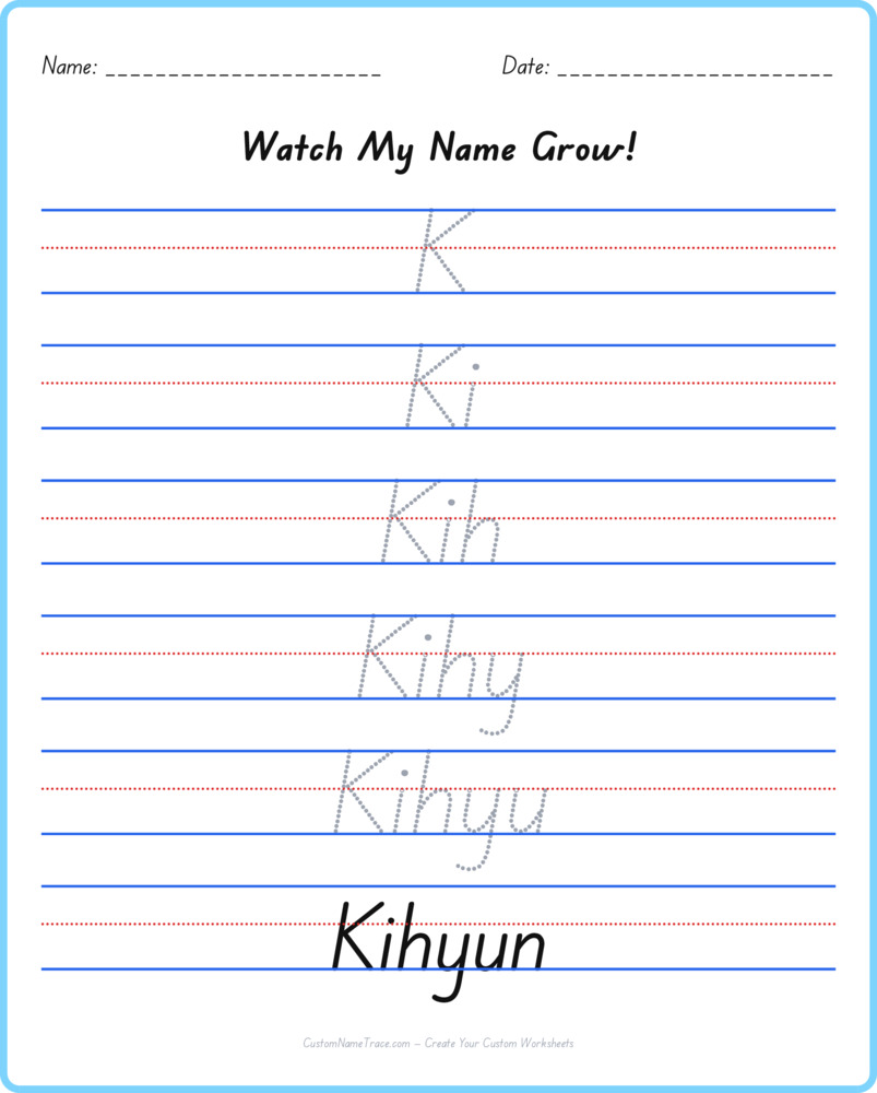 Free Kihyun custom name tracing - pyramid free worksheet
