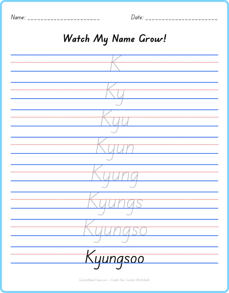 Free Kyungsoo custom name tracing - pyramid free worksheet