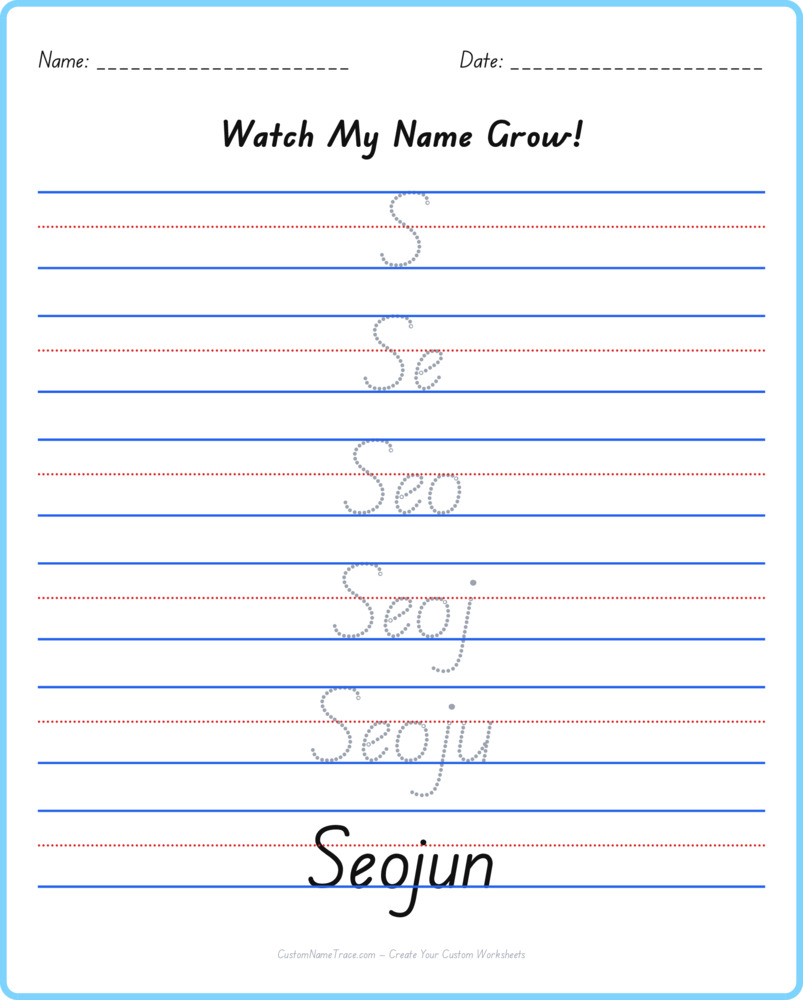 Free Seojun custom name tracing - pyramid free worksheet