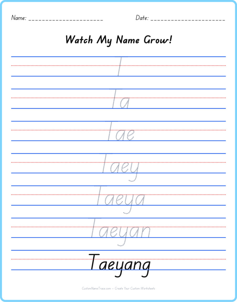 Free Taeyang custom name tracing - pyramid free worksheet