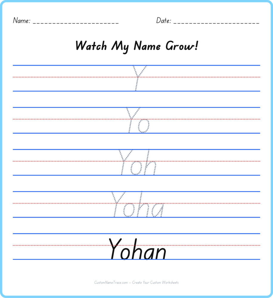 Free Yohan custom name tracing - pyramid free worksheet