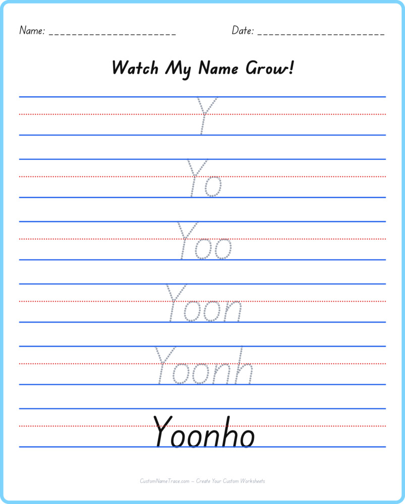 Free Yoonho custom name tracing - pyramid free worksheet