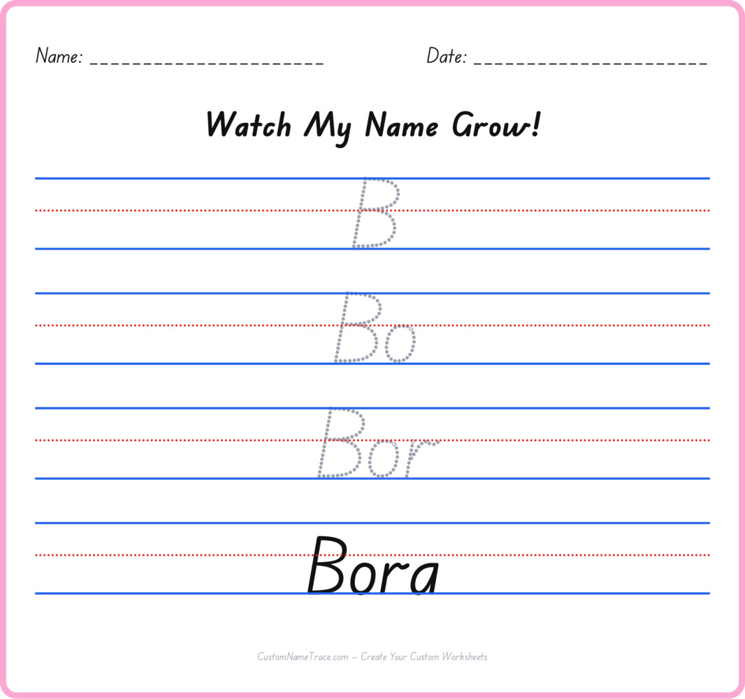 Free Bora custom name tracing - pyramid free worksheet