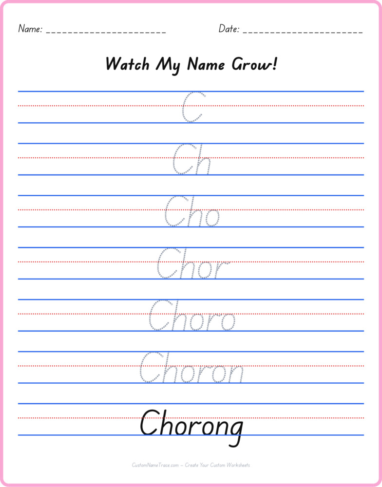 Free Chorong custom name tracing - pyramid free worksheet