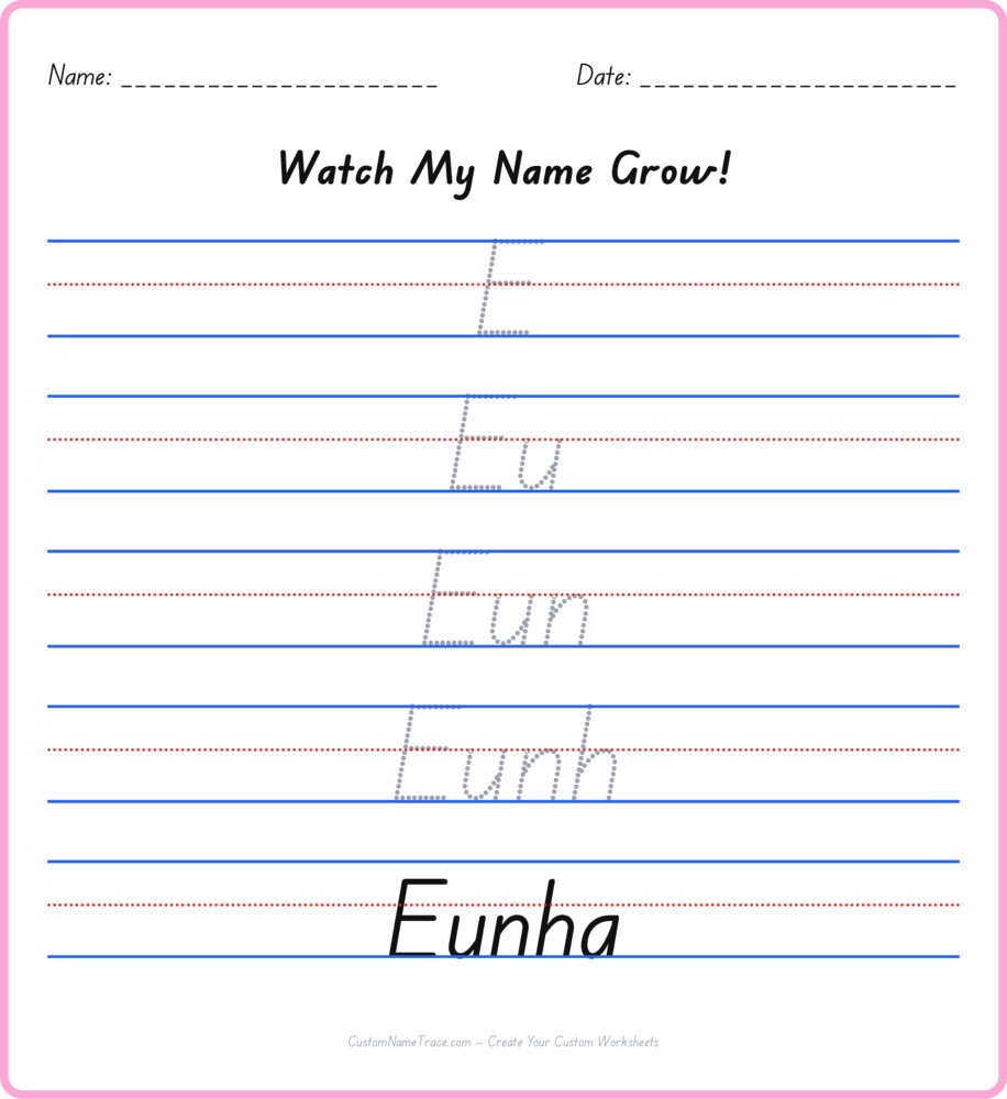 Free Eunha custom name tracing - pyramid free worksheet