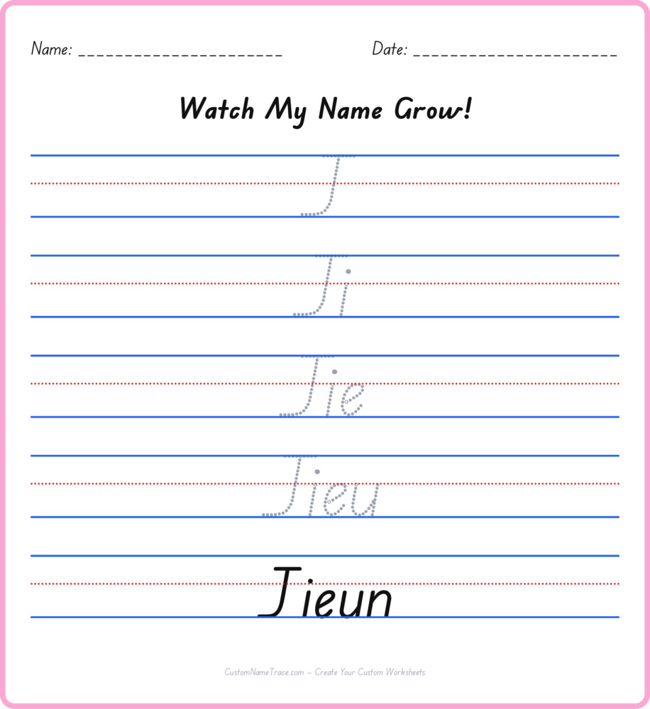 Free Jieun custom name tracing - pyramid free worksheet