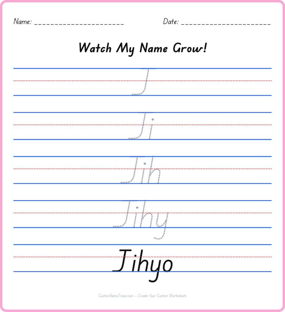 Free Jihyo custom name tracing - pyramid free worksheet