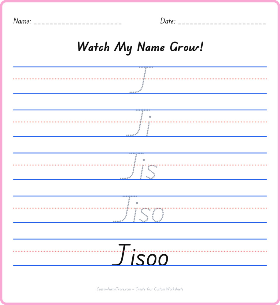Free Jisoo custom name tracing - pyramid free worksheet