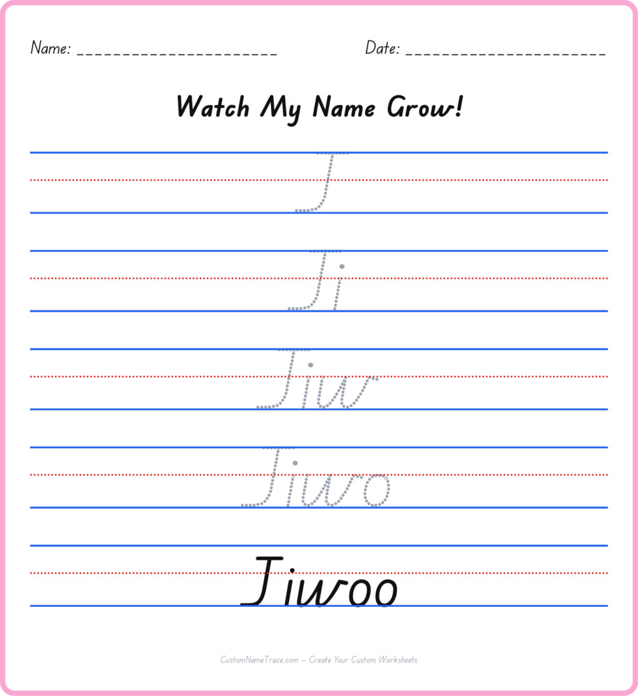 Free Jiwoo custom name tracing - pyramid free worksheet
