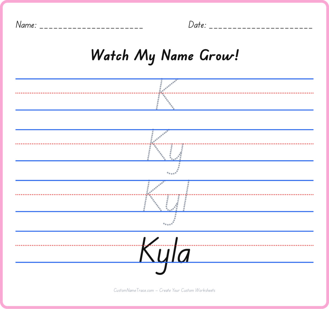 Free Kyla custom name tracing - pyramid free worksheet