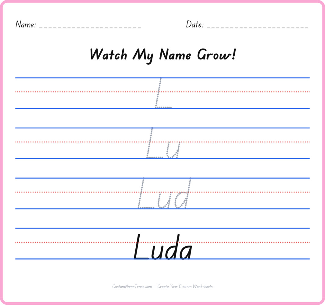 Free Luda custom name tracing - pyramid free worksheet