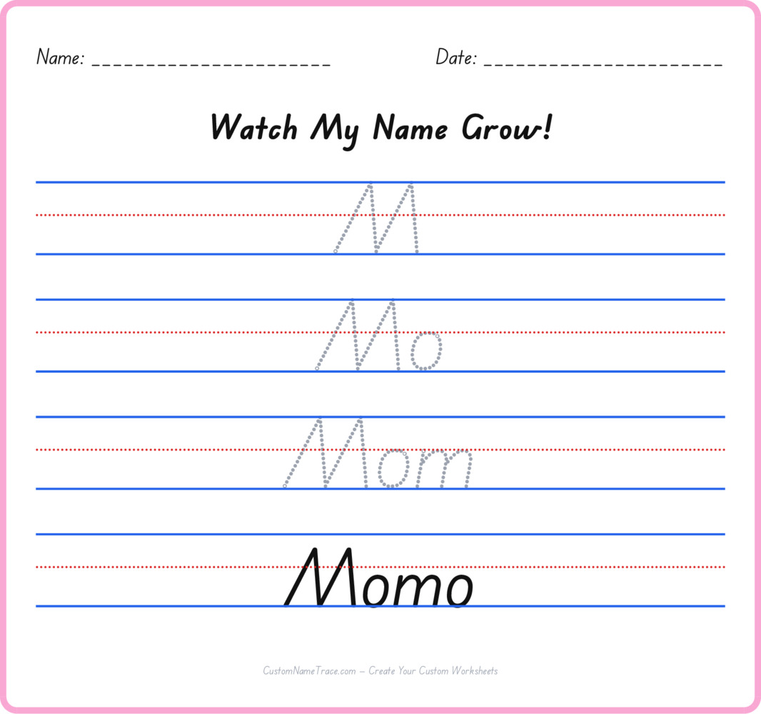 Free Momo custom name tracing - pyramid free worksheet