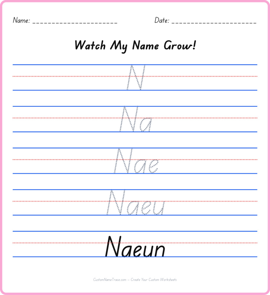 Free Naeun custom name tracing - pyramid free worksheet