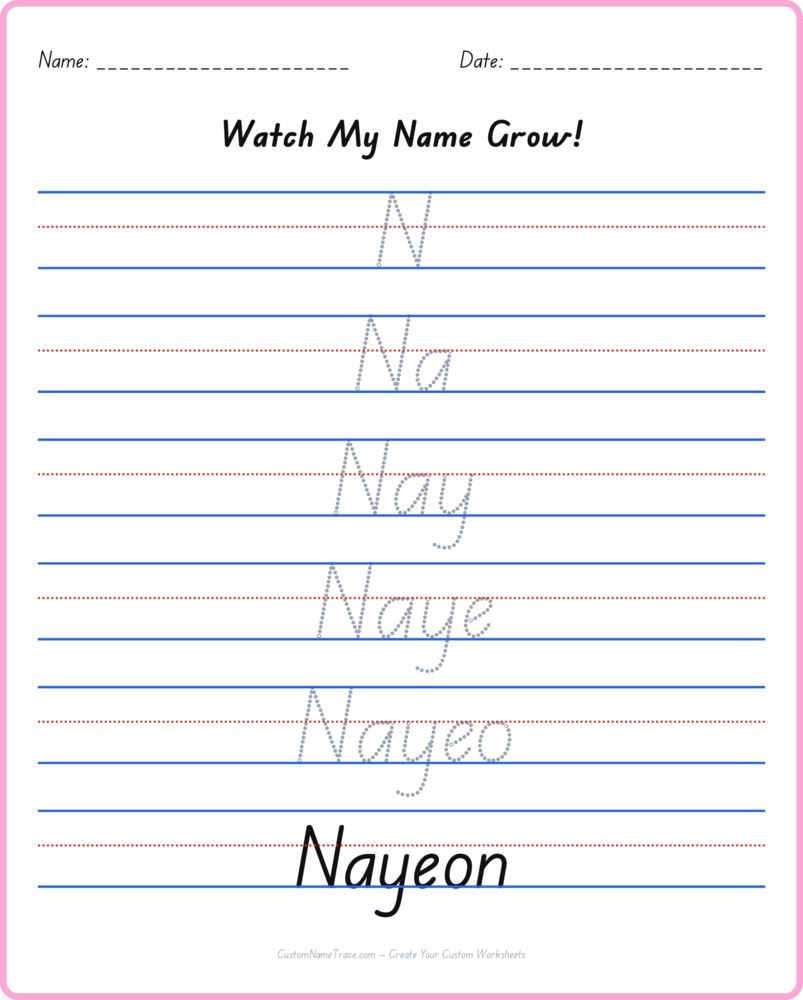 Free Nayeon custom name tracing - pyramid free worksheet