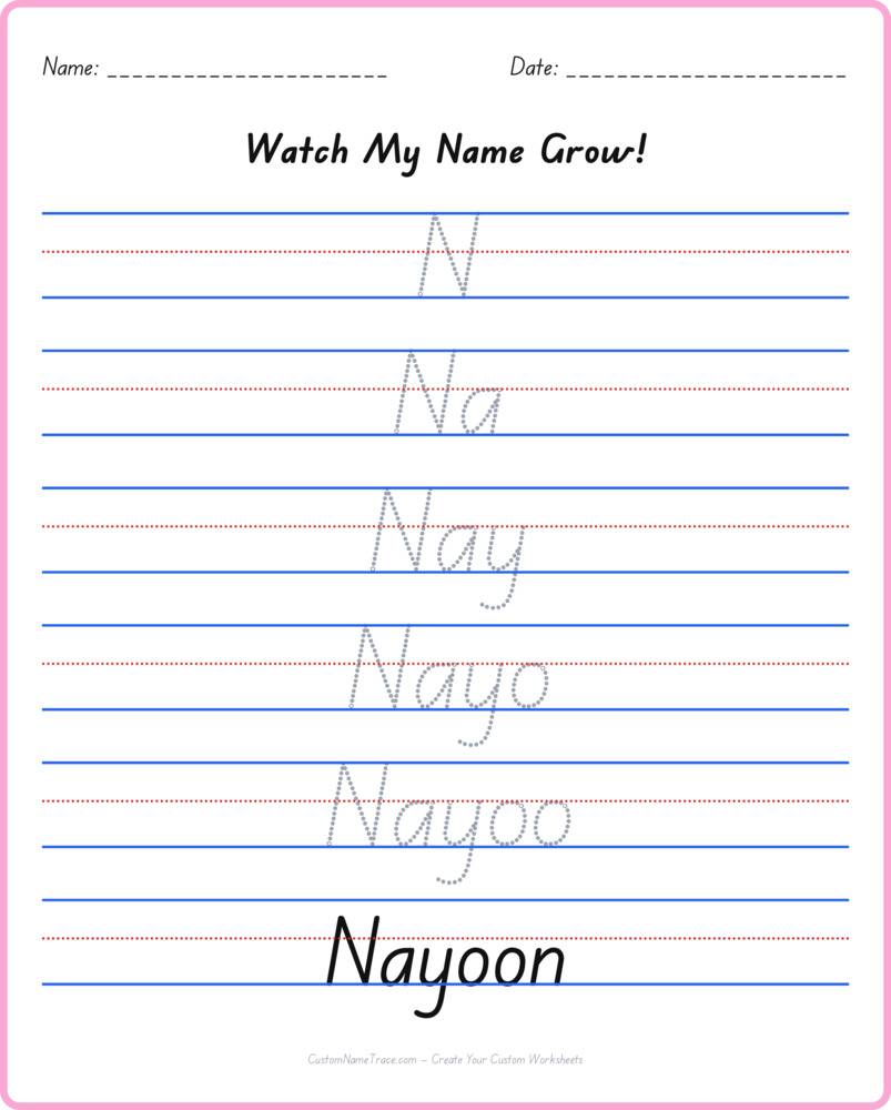 Free Nayoon custom name tracing - pyramid free worksheet