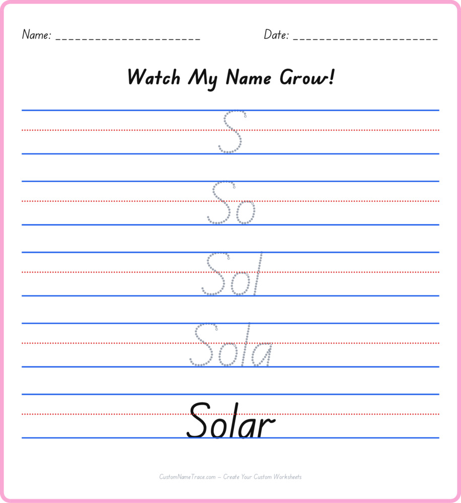 Free Solar custom name tracing - pyramid free worksheet
