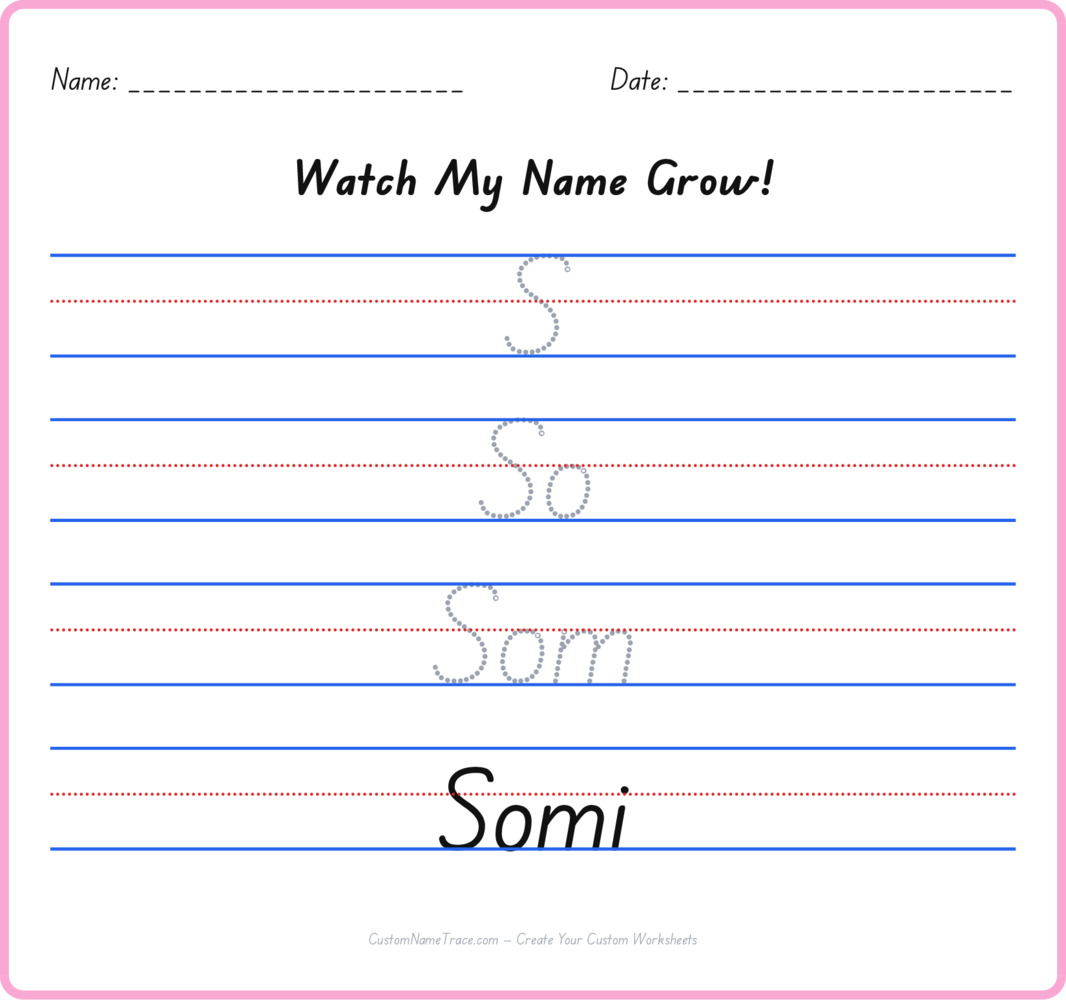 Free Somi custom name tracing - pyramid free worksheet