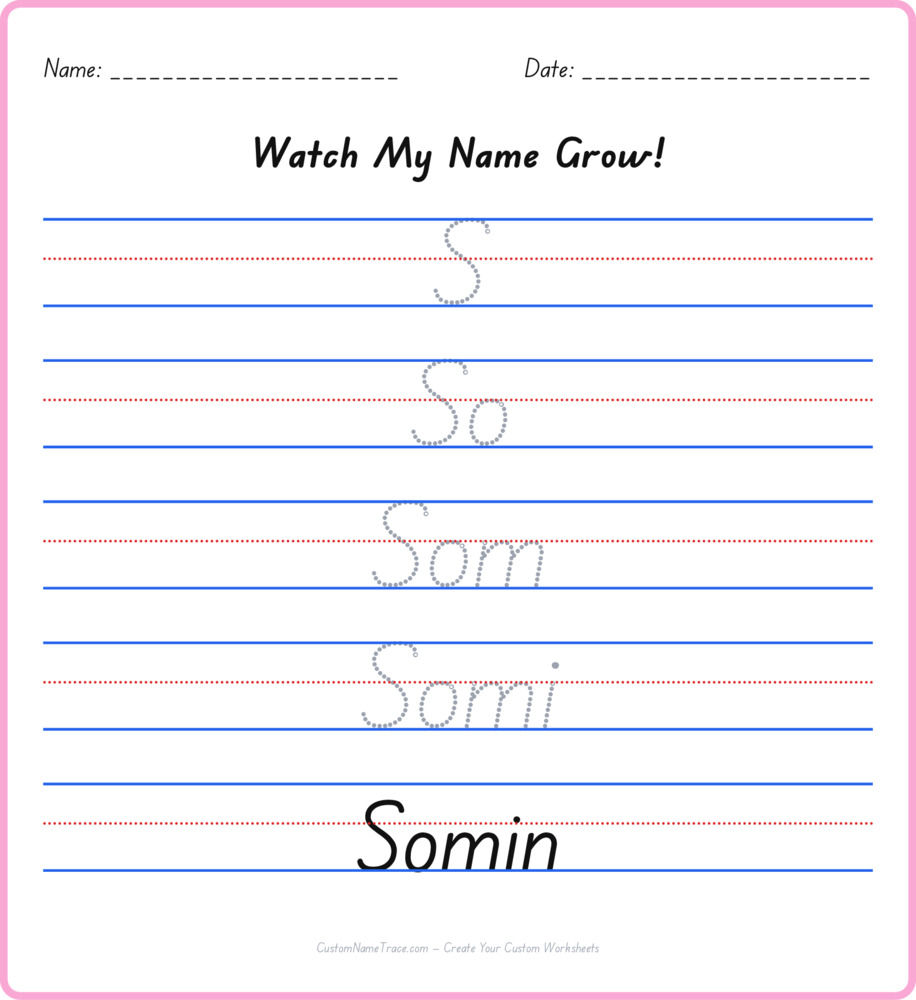 Free Somin custom name tracing - pyramid free worksheet