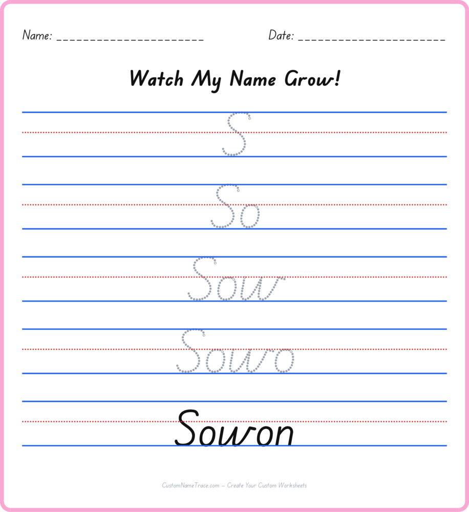 Free Sowon custom name tracing - pyramid free worksheet