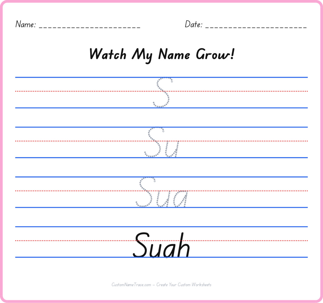 Free Suah custom name tracing - pyramid free worksheet