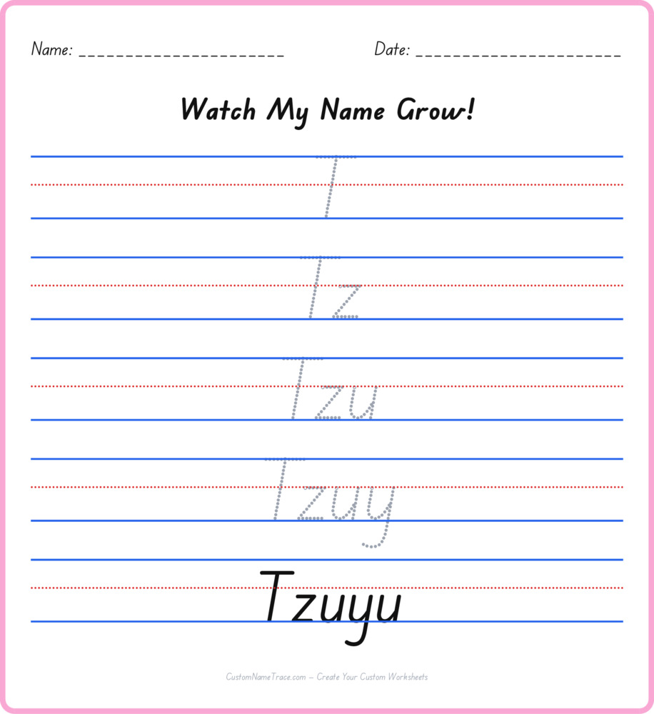 Free Tzuyu custom name tracing - pyramid free worksheet