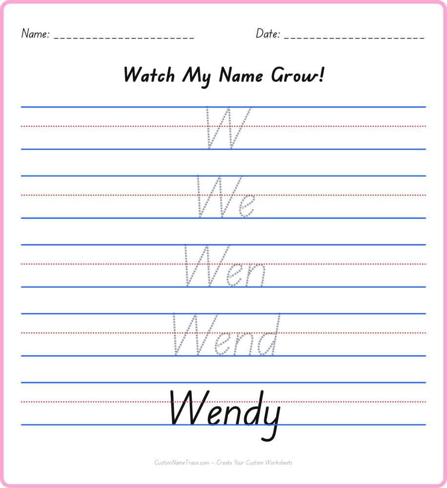 Free Wendy custom name tracing - pyramid free worksheet
