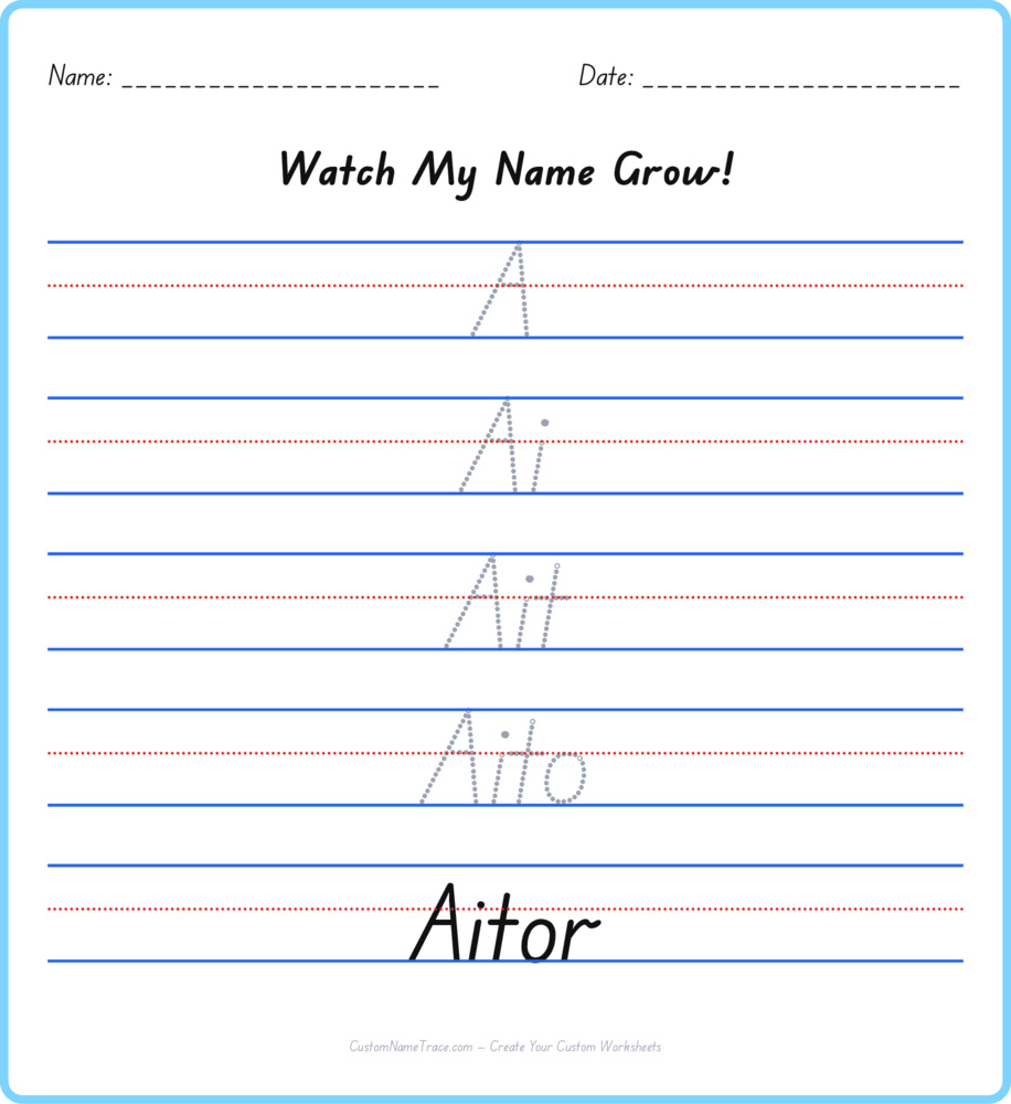 Free Aitor custom name tracing - pyramid free worksheet