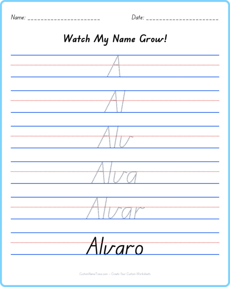Free Alvaro custom name tracing - pyramid free worksheet