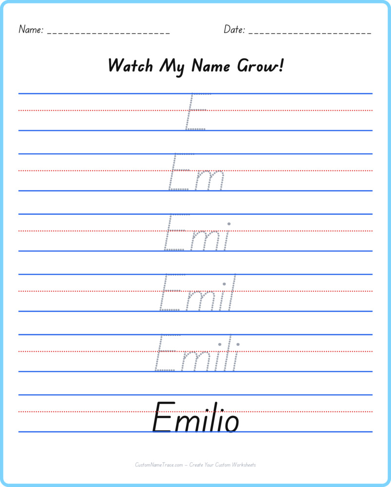 Free Emilio custom name tracing - pyramid free worksheet