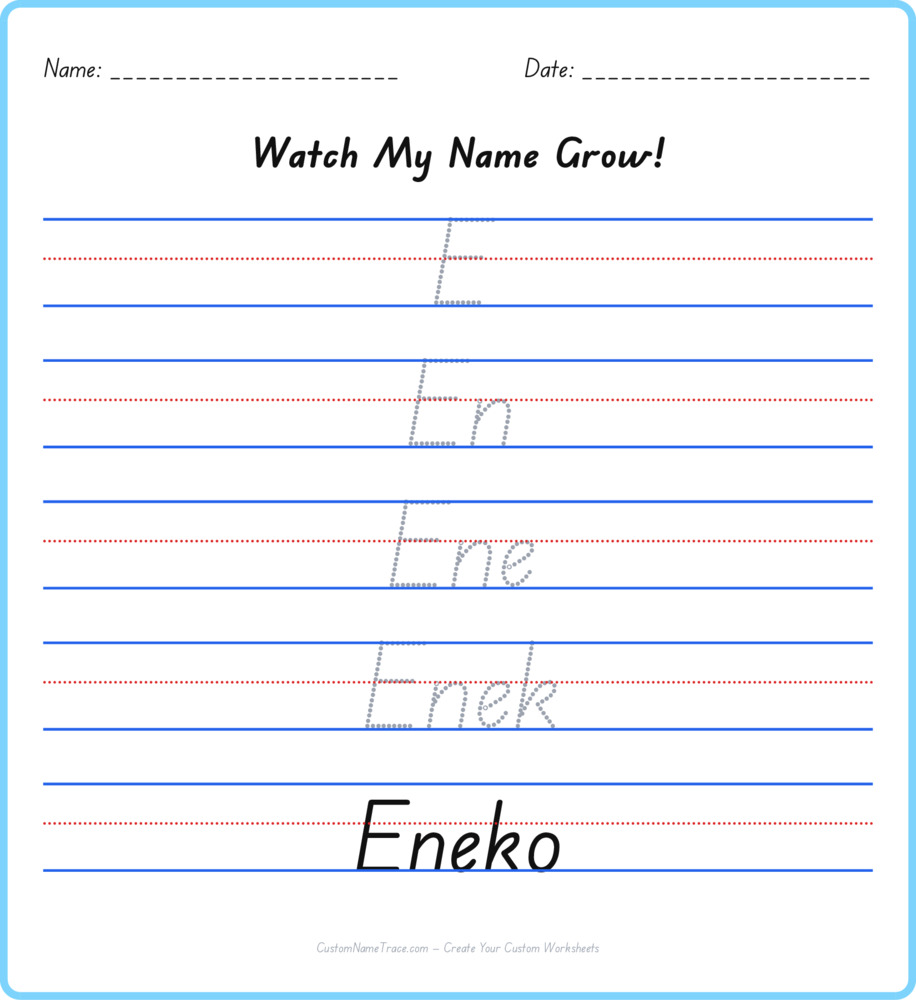 Free Eneko custom name tracing - pyramid free worksheet
