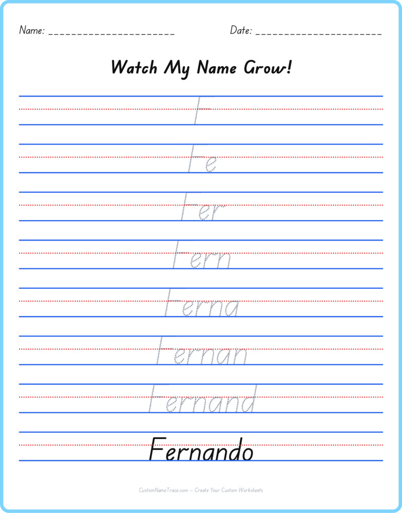 Free Fernando custom name tracing - pyramid free worksheet