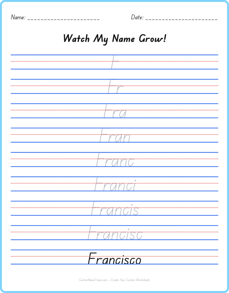 Free Francisco custom name tracing - pyramid free worksheet