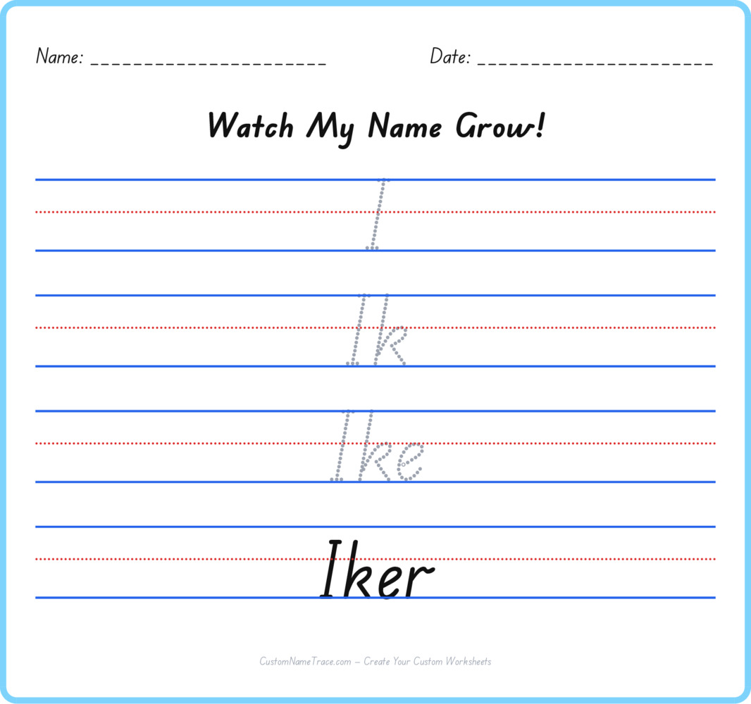 Free Iker custom name tracing - pyramid free worksheet