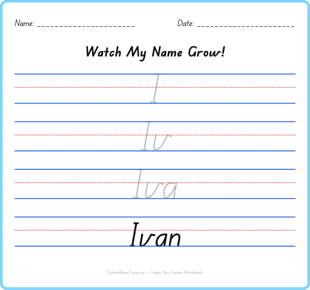 Free Ivan custom name tracing - pyramid free worksheet