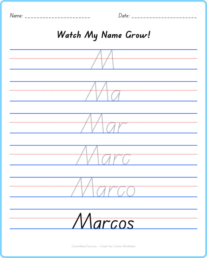 Free Marcos custom name tracing - pyramid free worksheet