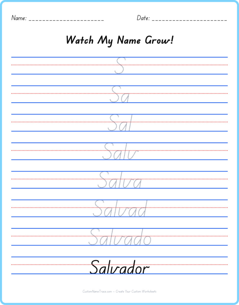Free Salvador custom name tracing - pyramid free worksheet