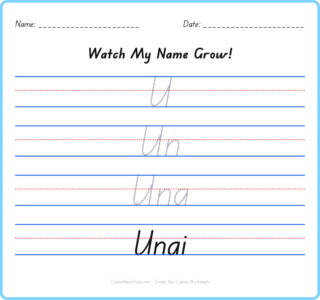 Free Unai custom name tracing - pyramid free worksheet