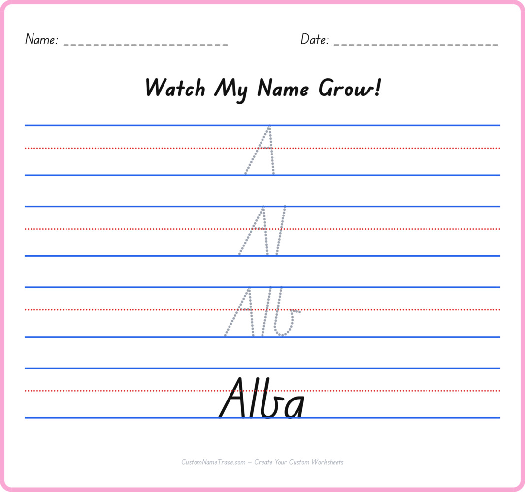 Free Alba custom name tracing - pyramid free worksheet