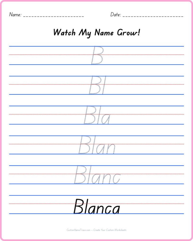 Free Blanca custom name tracing - pyramid free worksheet